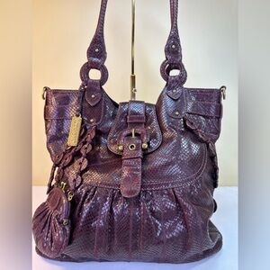 Lockheart leather snake embossed burgundy tote & dustbag